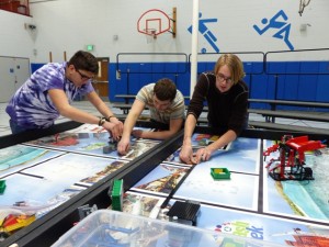 Setting up the lego league fields. 