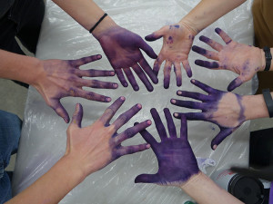 Purple hands